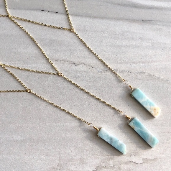 Estrella & Luna Jewelry - Amazonite Gold Boho Lariat Necklace